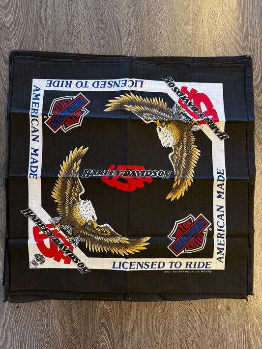 Vintage Harley-Davidson “Licensed to Ride” Eagle Made in USA Bandana NOS