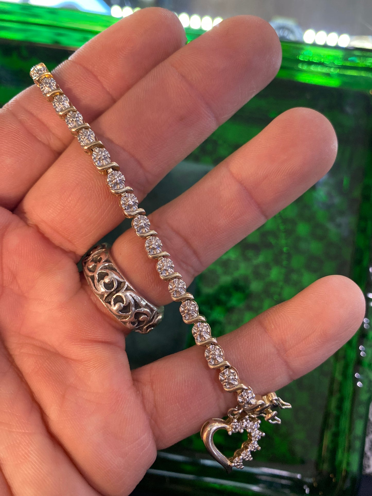 .925 Sterling YELLOW Silver CZ Stone Bracelet 7.5”