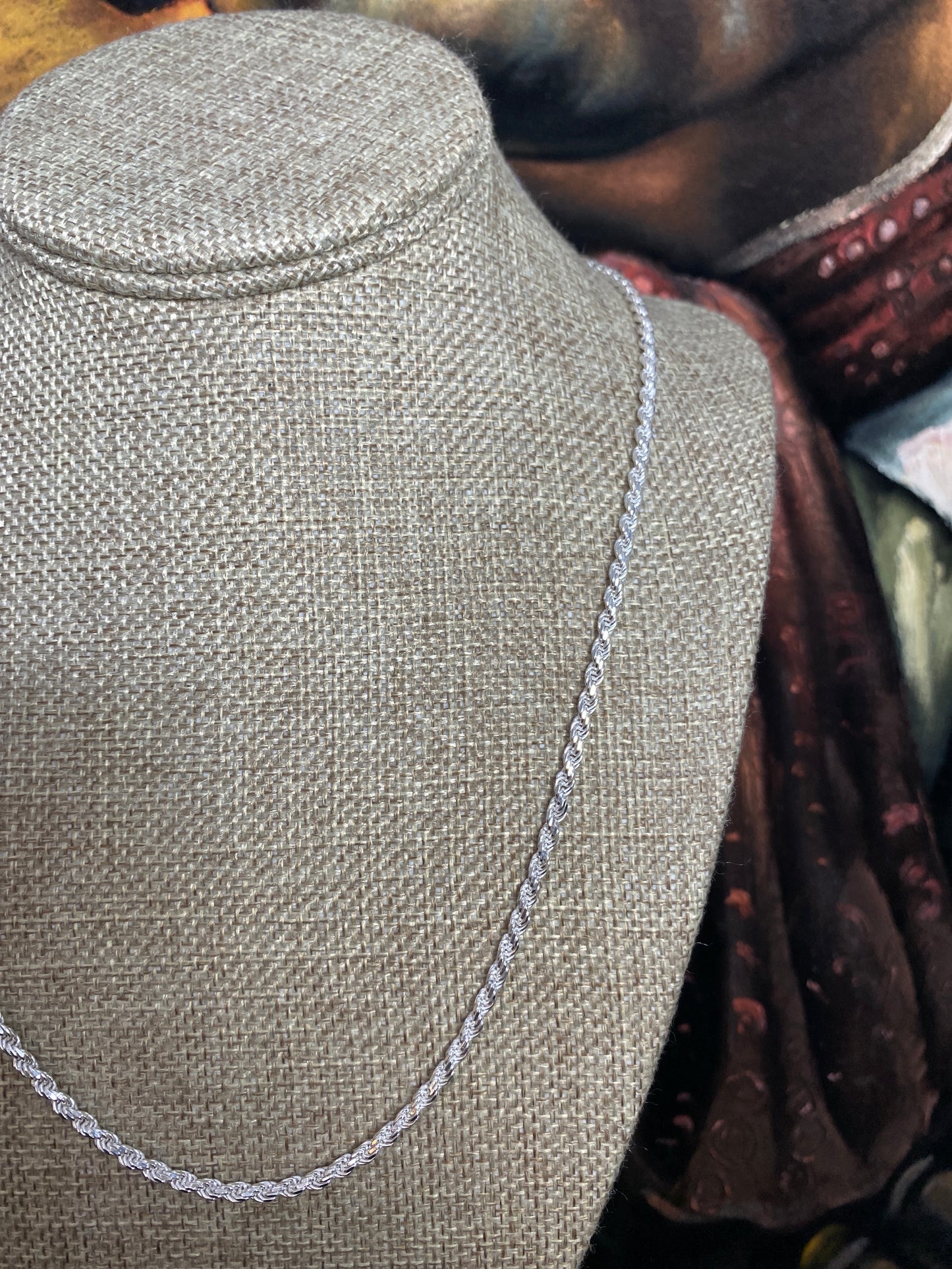 .925 Sterling Silver Solid Rope Chain 22”