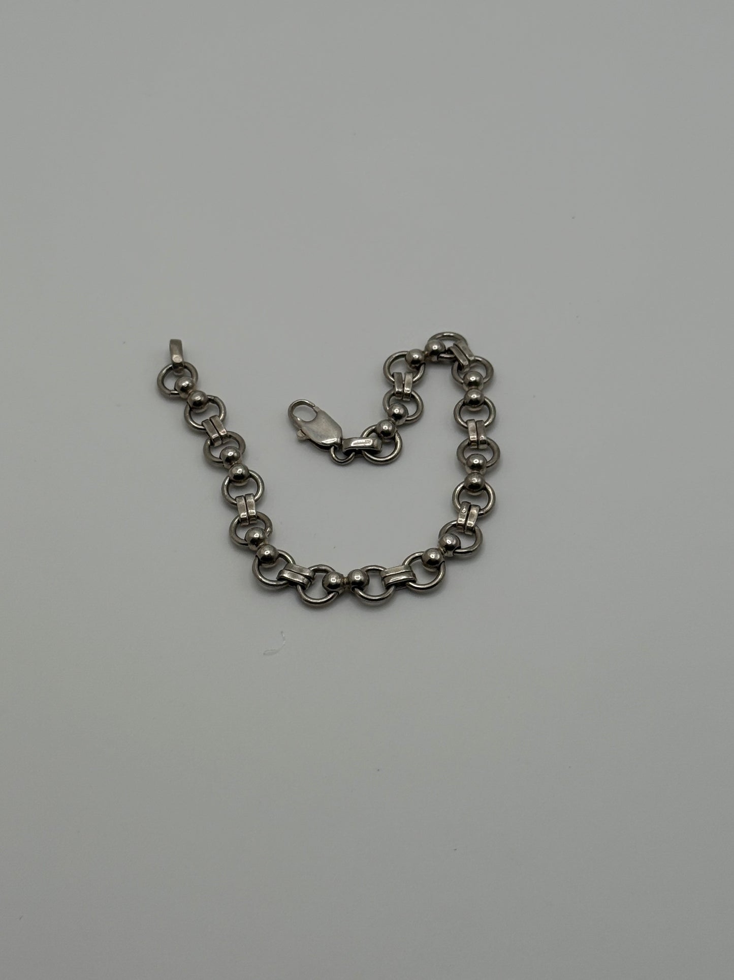 .925 Sterling Silver Heavy Rolo Link Bracelet 7.5”