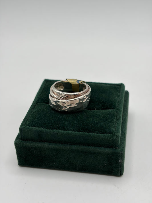 .925 Sterling Silver Hammered Wrap Band Ring Sz. 8