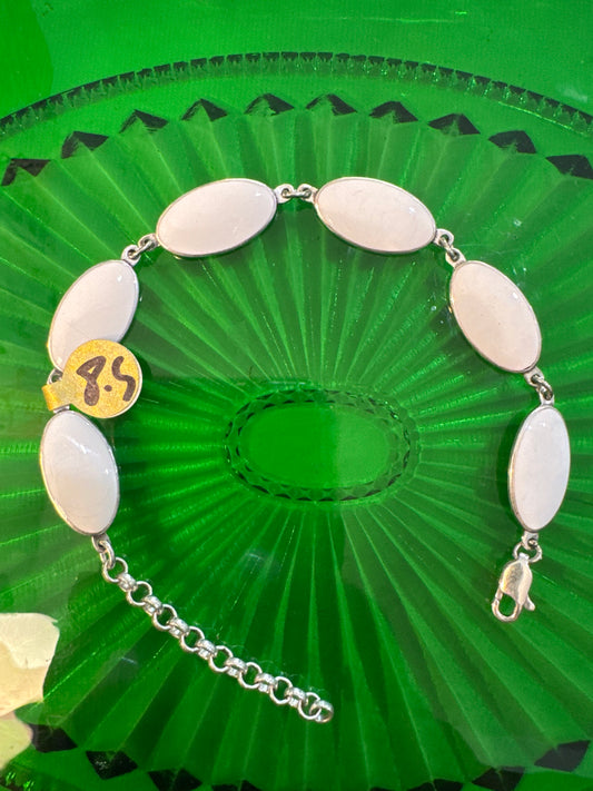 .925 Sterling Silver white stone bracelet 8.5”