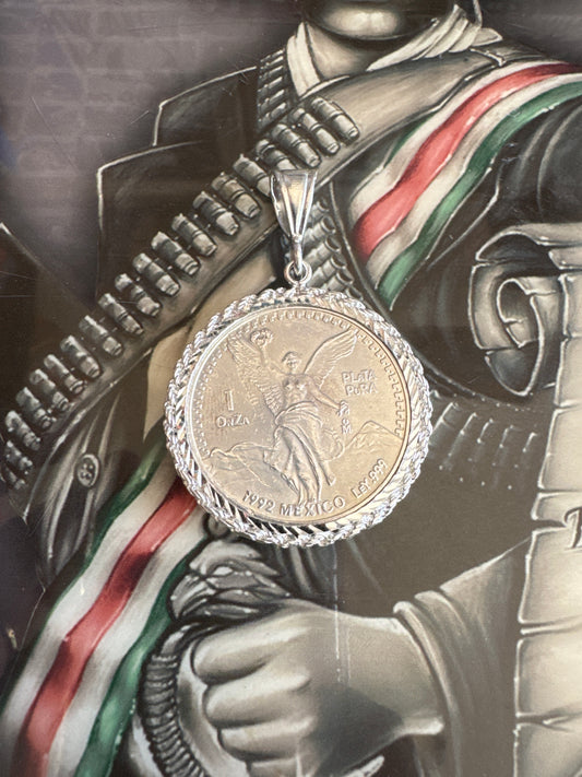 .999 plata pura Centenario 1992 with .925 Sterling Silver bezel