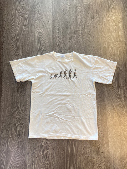Vintage Y2K George W Bush Evolution Of Humanity T-Shirt White Sz Medium