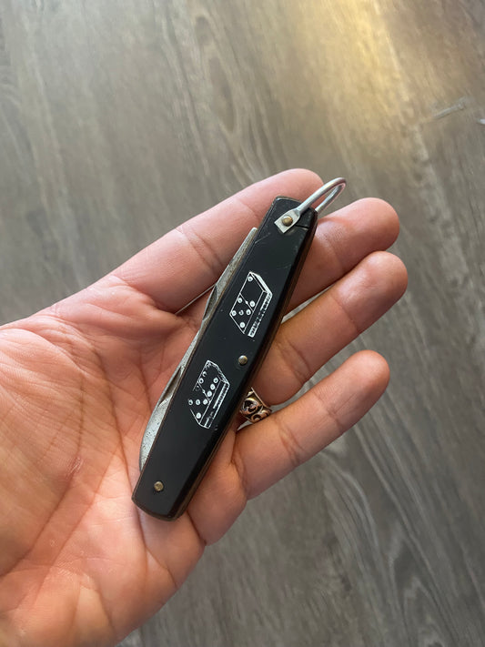Vintage Dice Army Utility Knife White Black