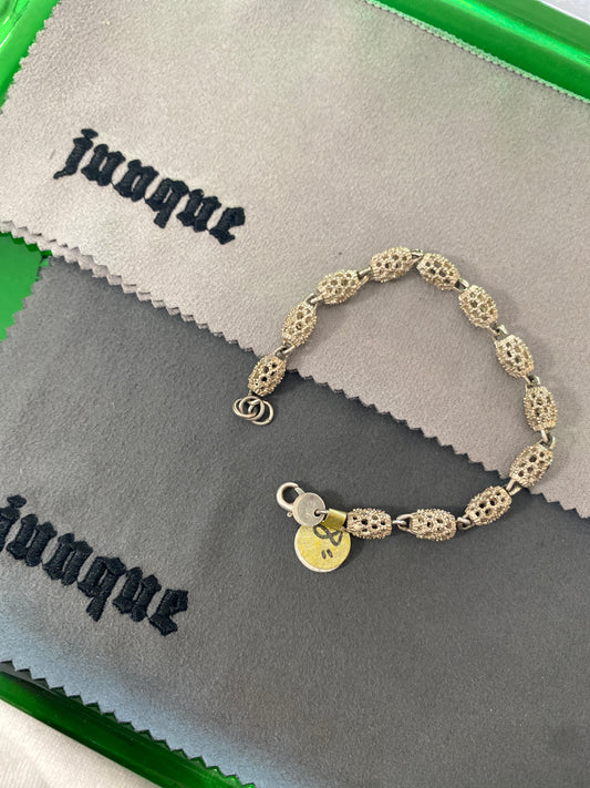 .925 Sterling Silver Pineapple Link Bracelet Sz 8”