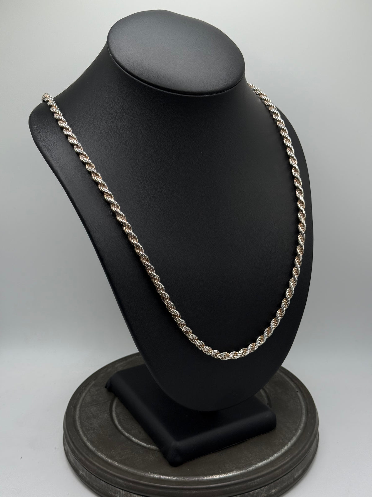 .925 Sterling Silver Diamond Cut Rope Chain Necklace – Twisted Design 26”