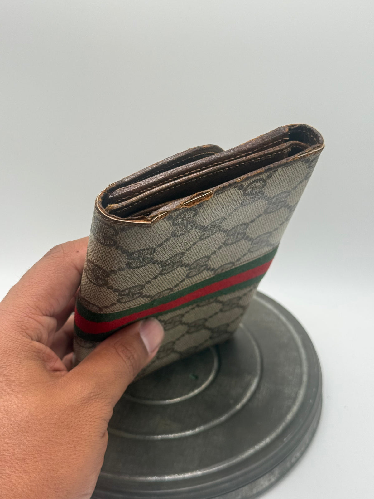 Vintage Gucci GG Monogram Web Stripe Buckle Clutch Bag