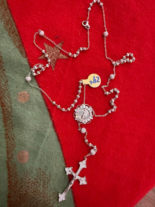 .925 Sterling silver Rosario rosary 24”