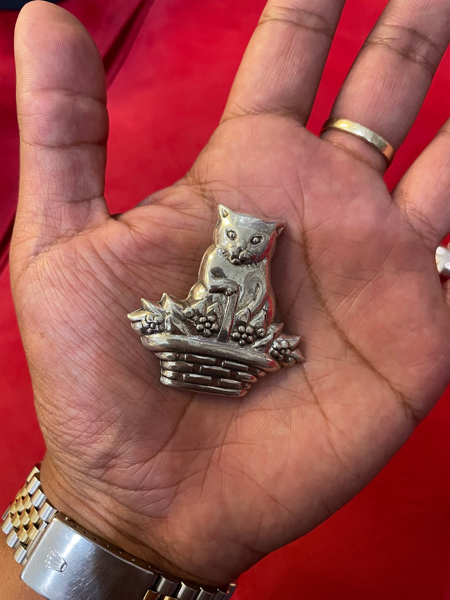 .925 sterling silver cute cat broach pendant