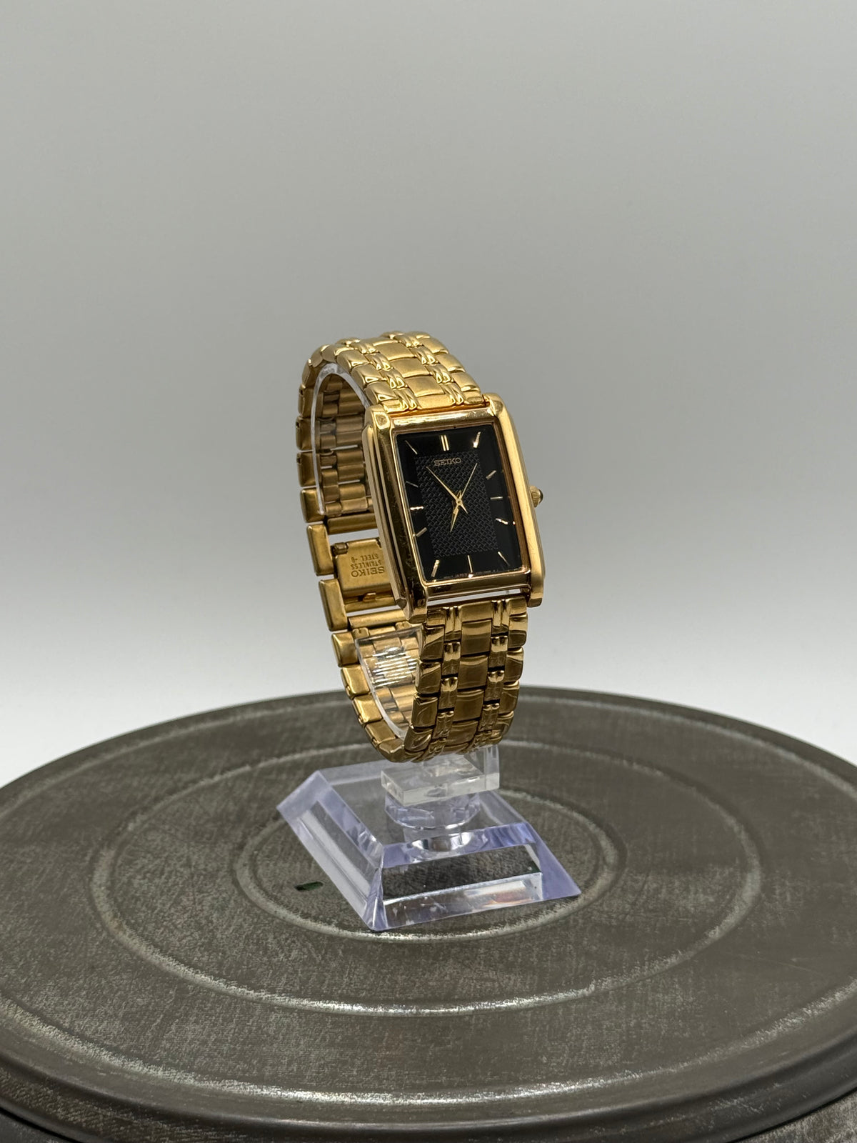 Seiko gold tone tank watch