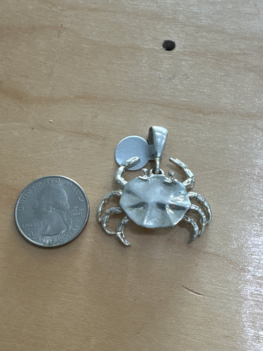 .925 Sterling Silver crab pendant