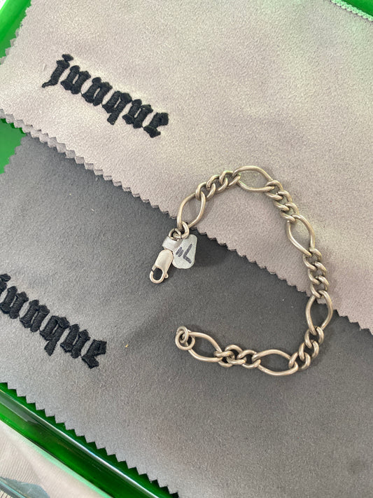 .925 Sterling Silver Gothic Figaro Link Bracelet Sz 7”