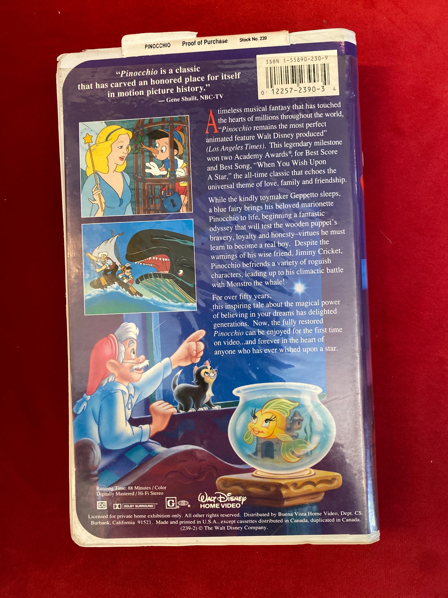 Disney Pinocchio VHS Movie
