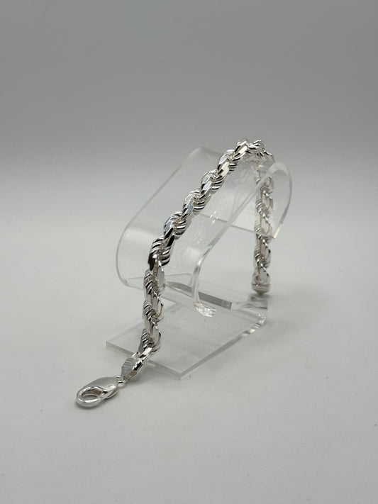 .925 Sterling Silver Rope Bracelet Sz. 8in