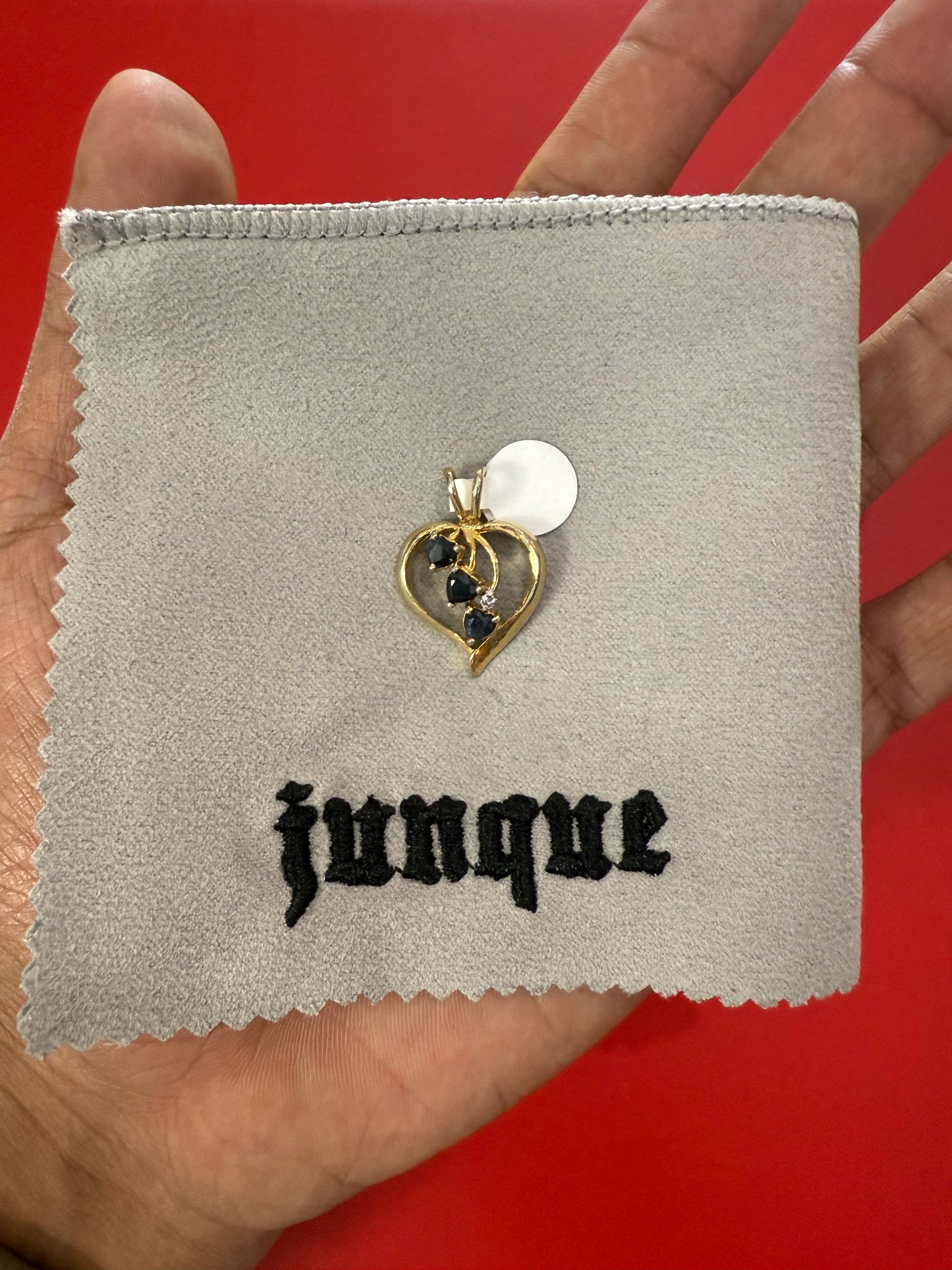 .925 yellow Sterling silver heart pendant sapphire