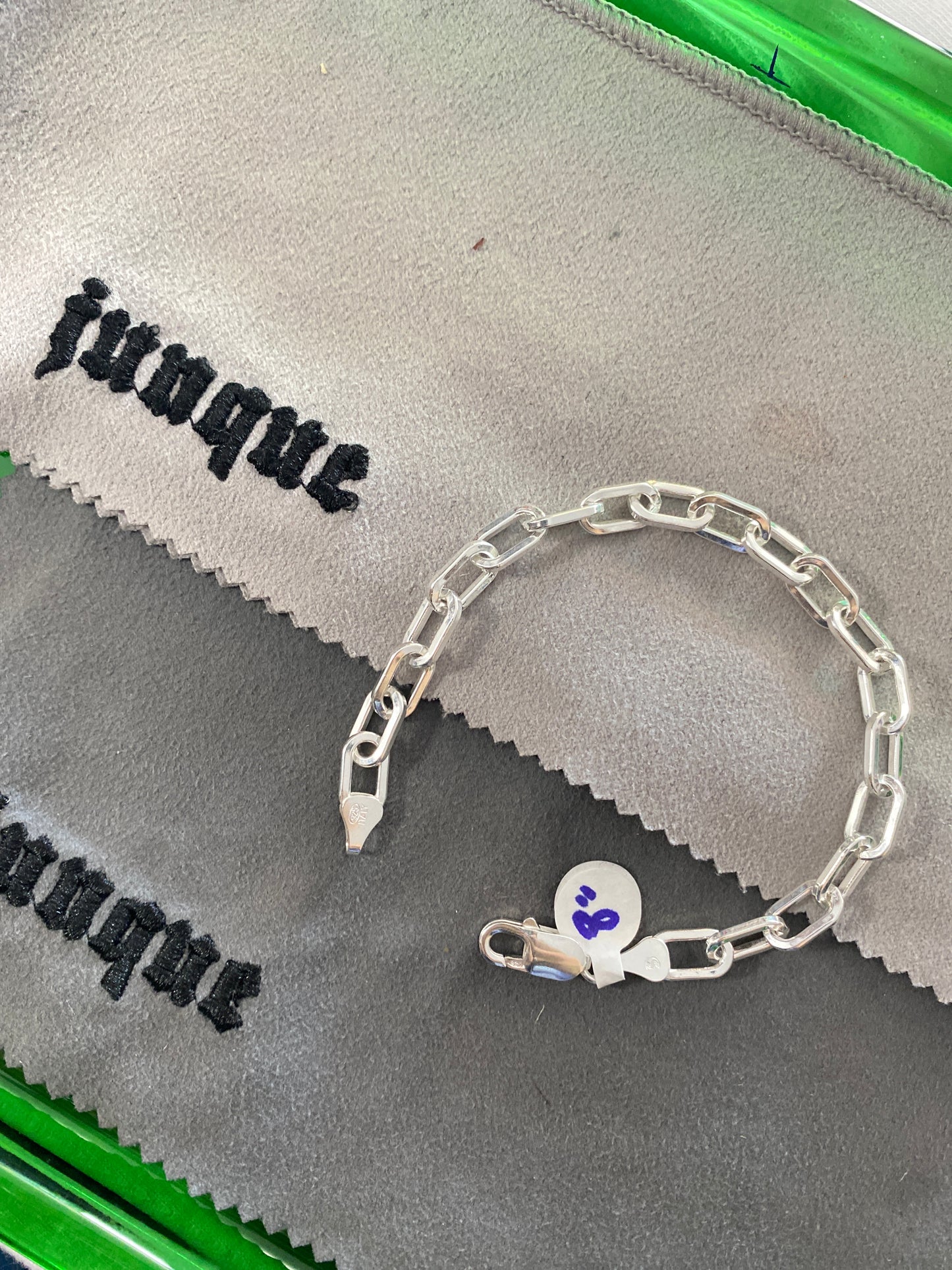 .925 Sterling Silver Thick Paper Clip Link Bracelet Sz 8”