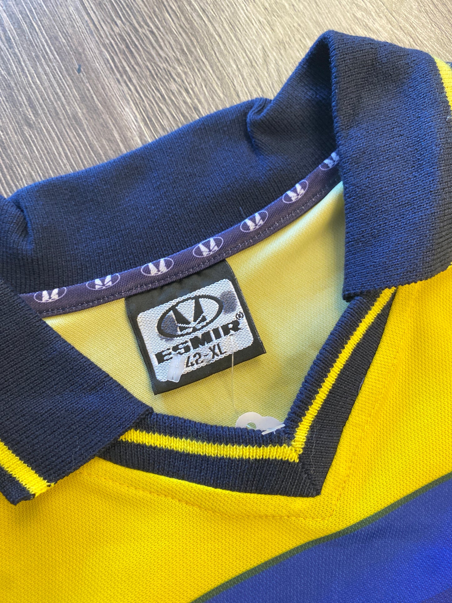 Vintage Parma AC Yellow Blue Striped Soccer Jersey Sz XL