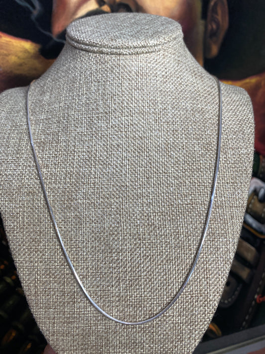 .925 Sterling Silver Thin Flat Link Chain 24”