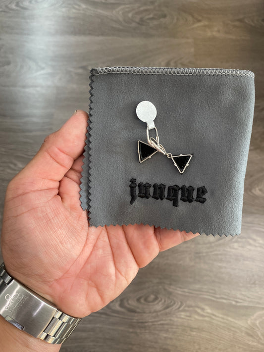 .925 Sterling Silver Black Onyx Triangle Gemstone Earrings