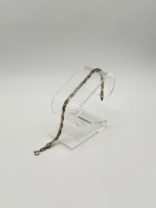 .925 Sterling Silver Twisted Herringbone Bracelet 7in