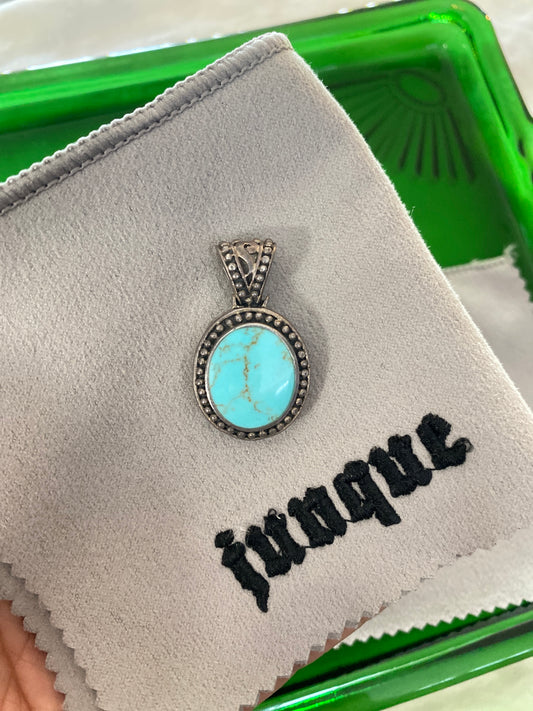 .925 Sterling Silver Oval Turquoise Pendant