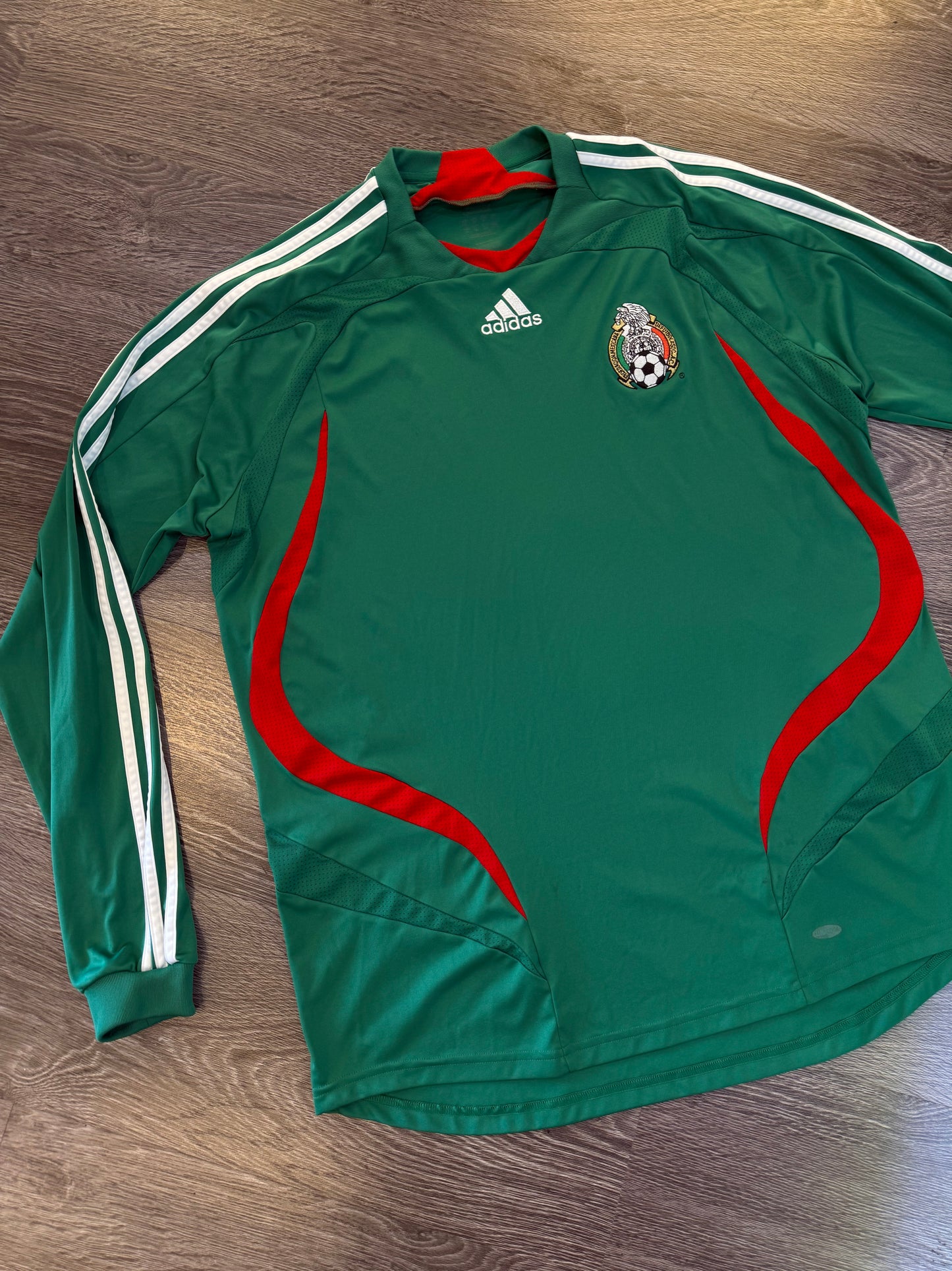 2006 Adidas Mexico National Team Long Sleeve Soccer Jersey Green Red Size XL
