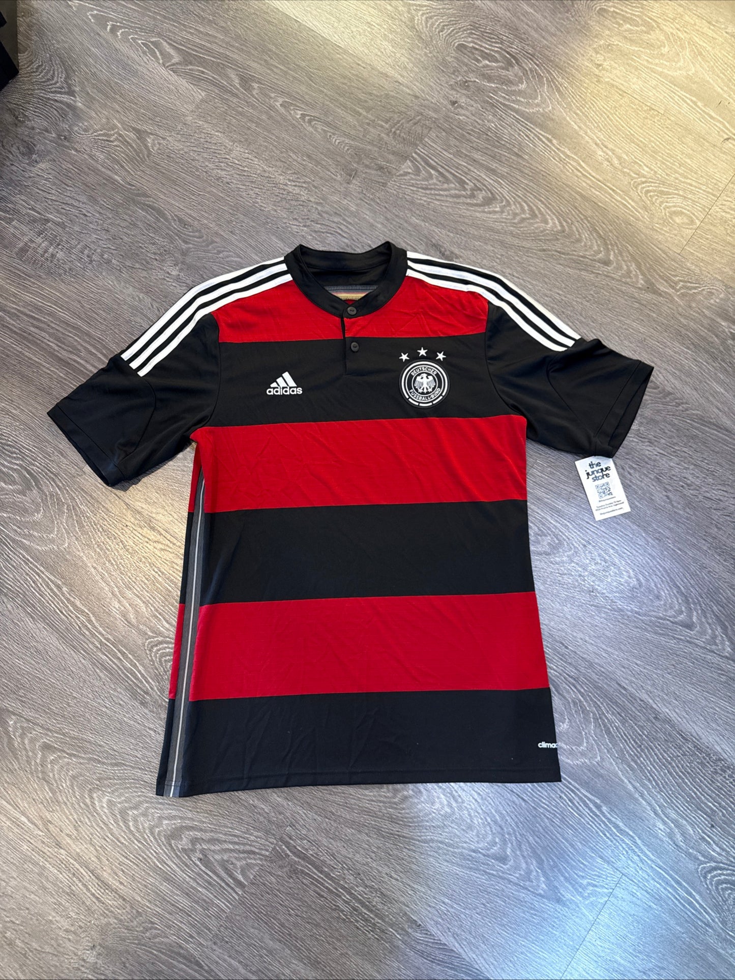 Vintage Adidas Germany National Team Soccer Jersey Black Red Striped Football Shirt sz.L