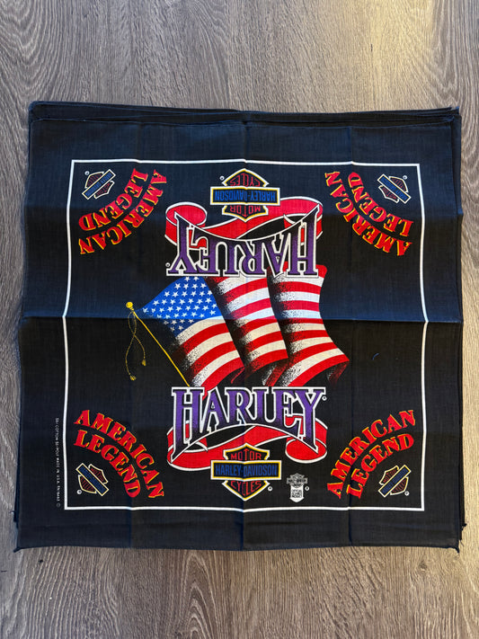 Vintage Harley-Davidson American Legend USA Flag Made in USA Bandana NOS
