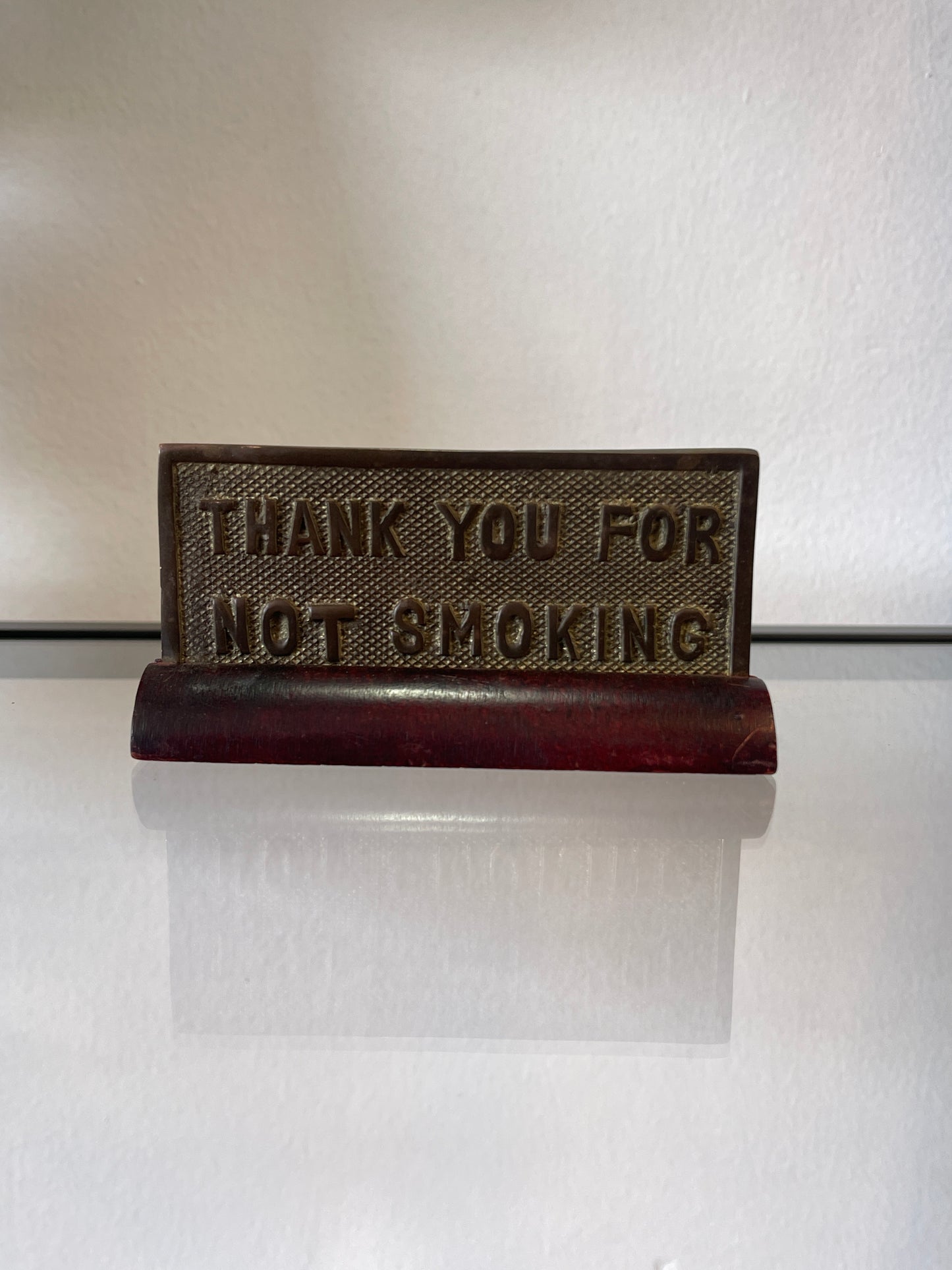 Thank you for not smoking brass sign