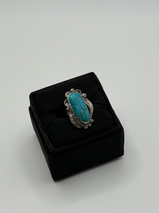 .925 Sterling Silver Turquoise Southwestern Statement Ring Sz. 6