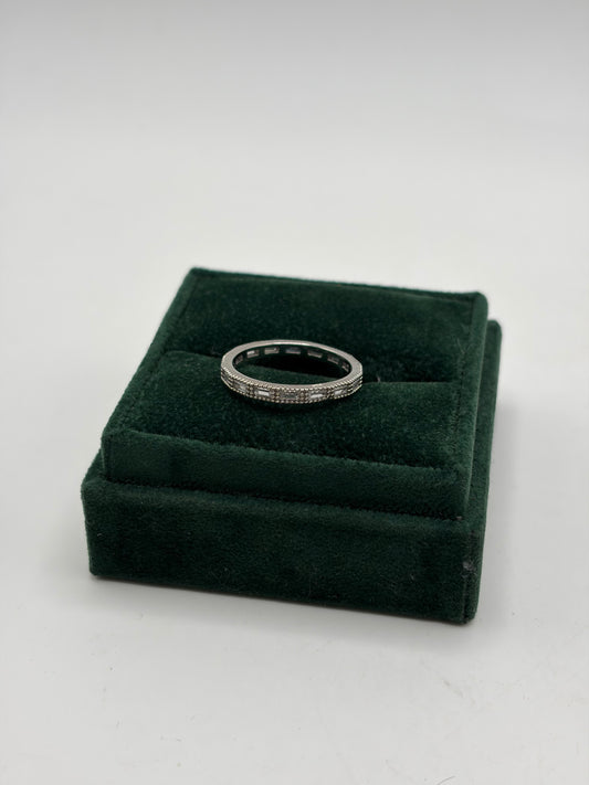 .925 Sterling Silver Milgrain Pattern Band Ring Sz. 8