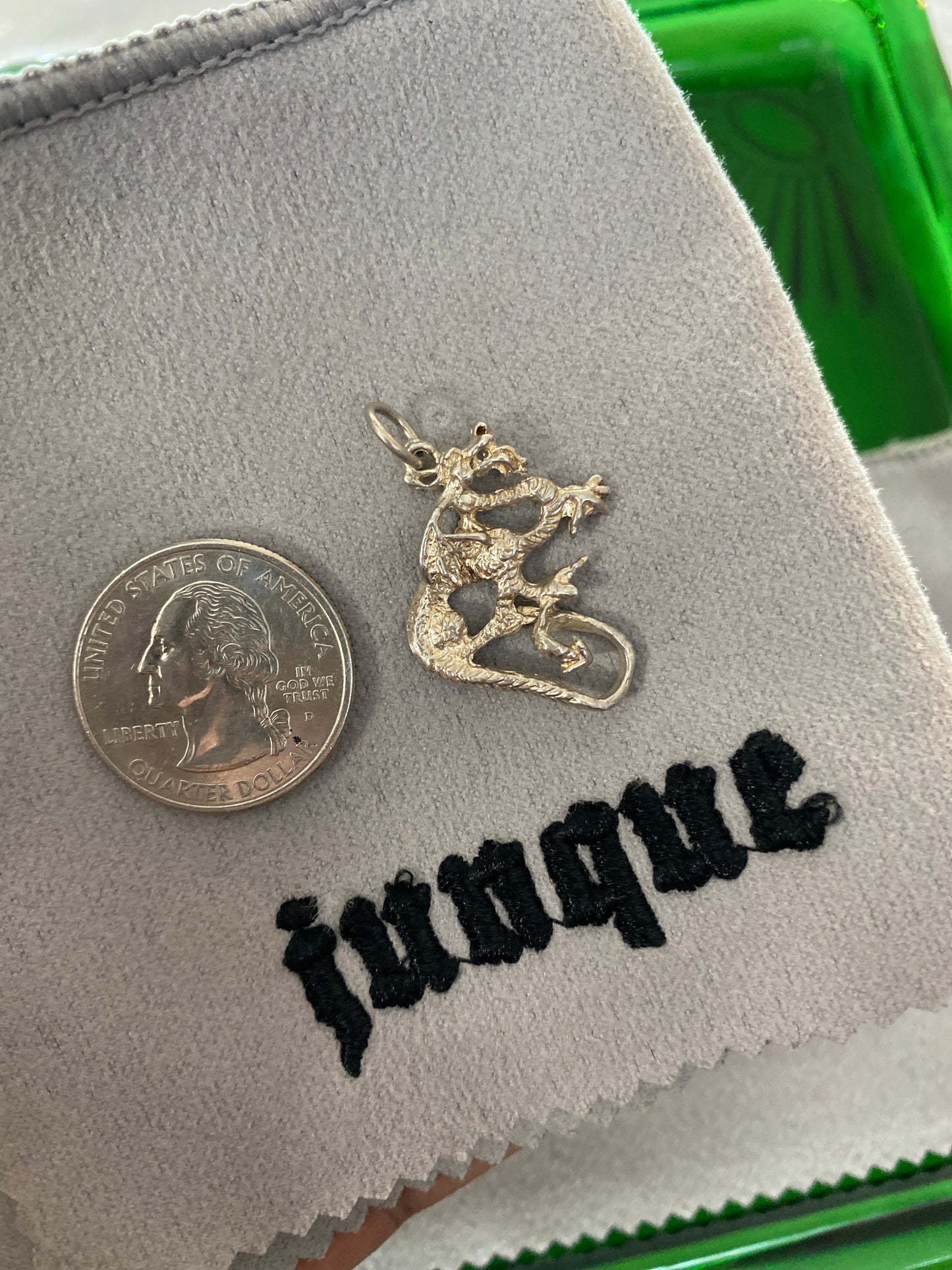 .925 Sterling Silver Dragon Pendant