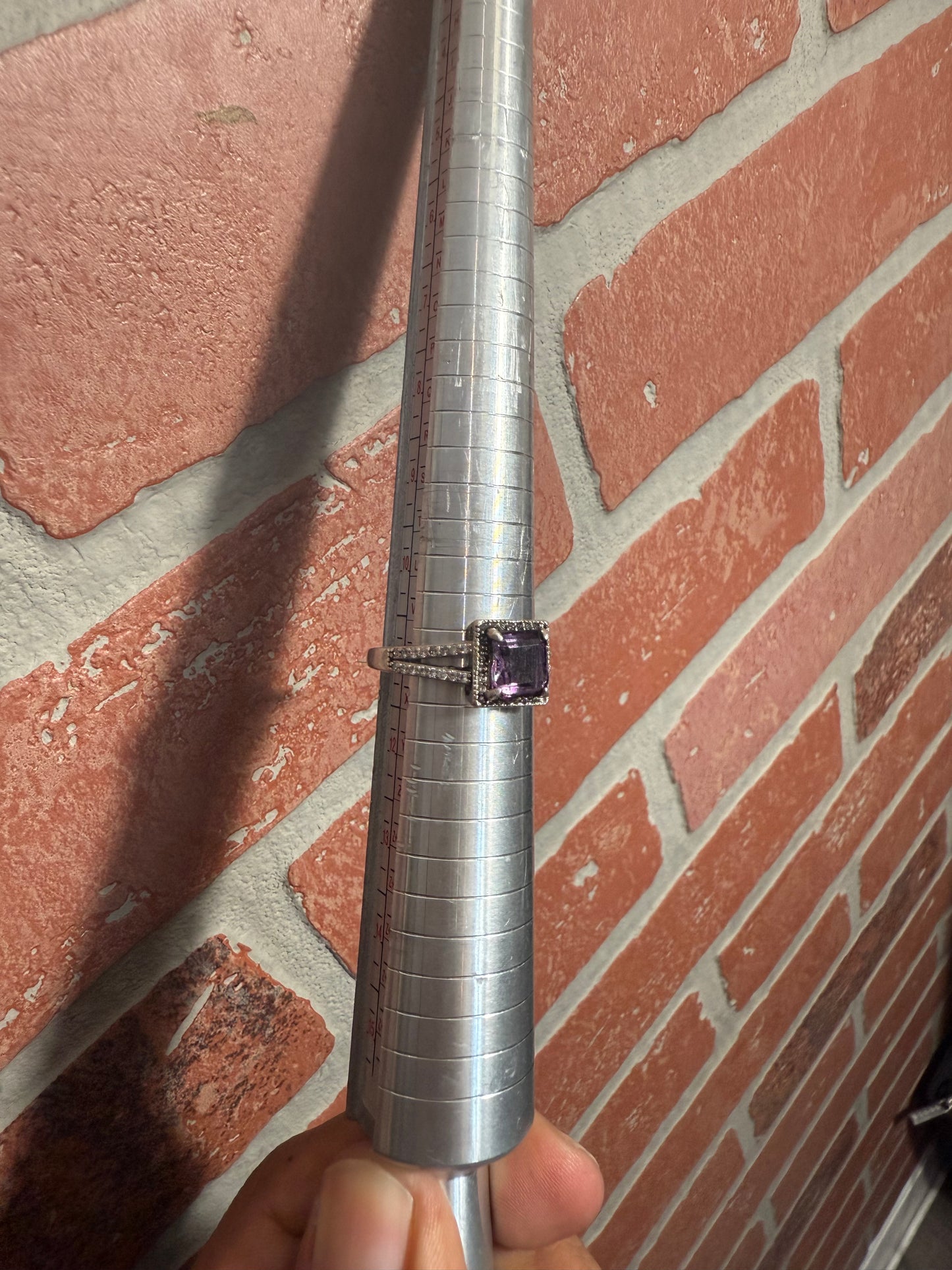 .925 Sterling silver amethyst ring CZ 11”