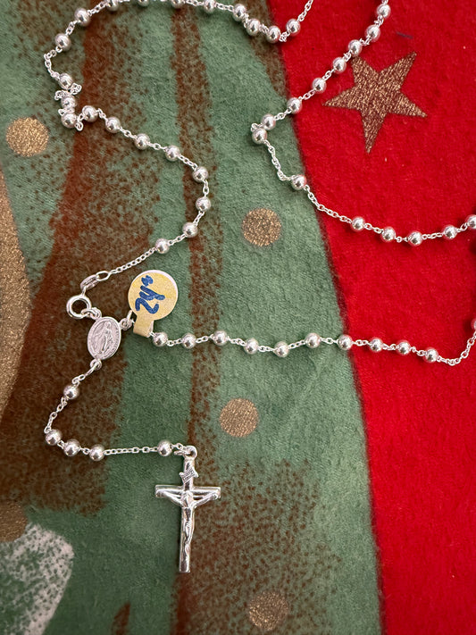 .925 Sterling silver Rosario rosary 24”