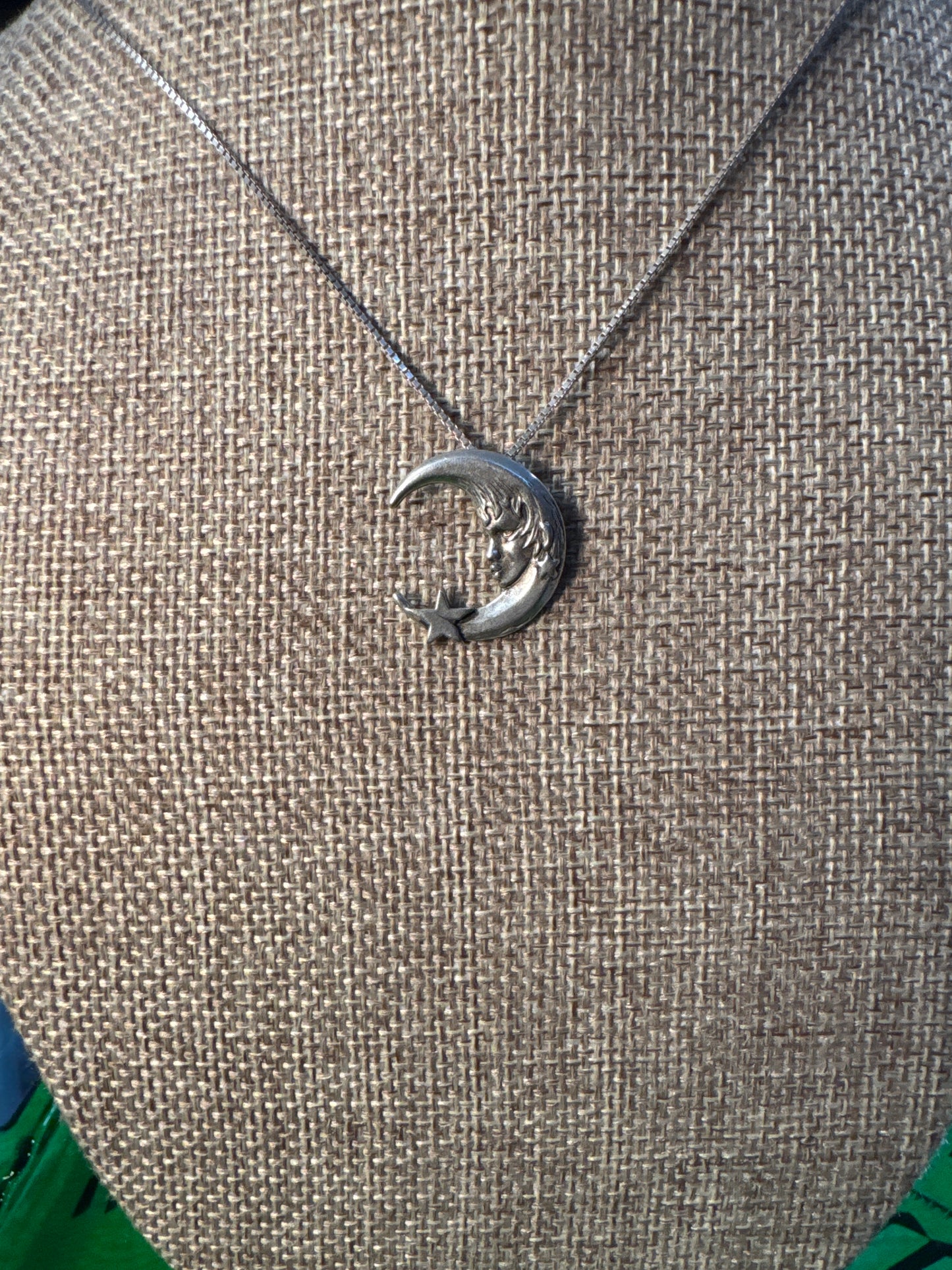 .925 Sterling Silver necklace with moon pendant 22”