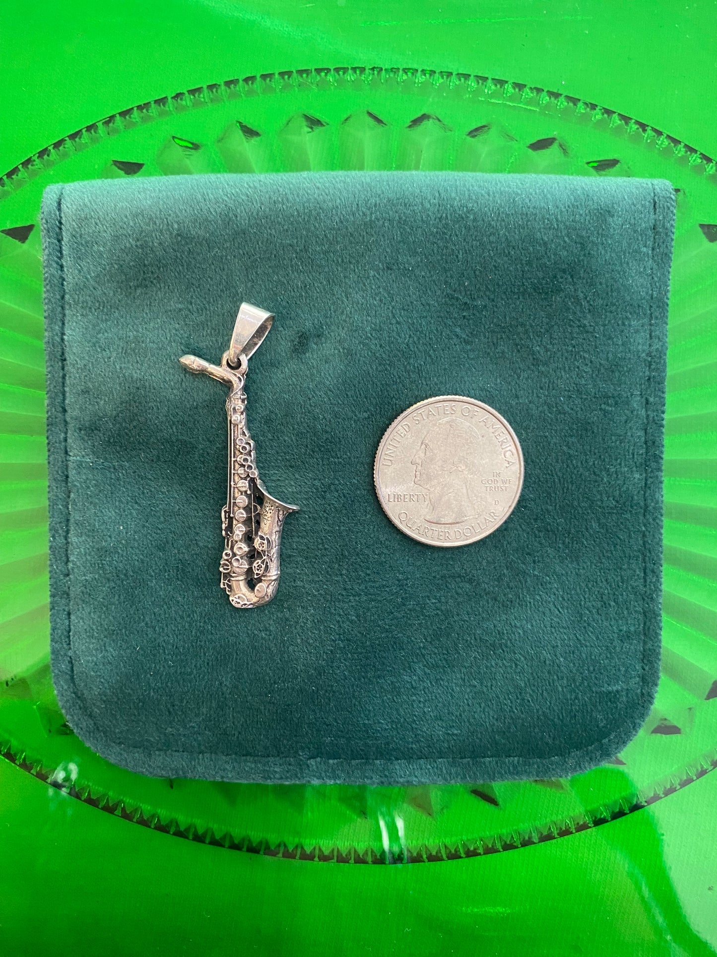 .925 Sterling Silver Saxophone Pendant