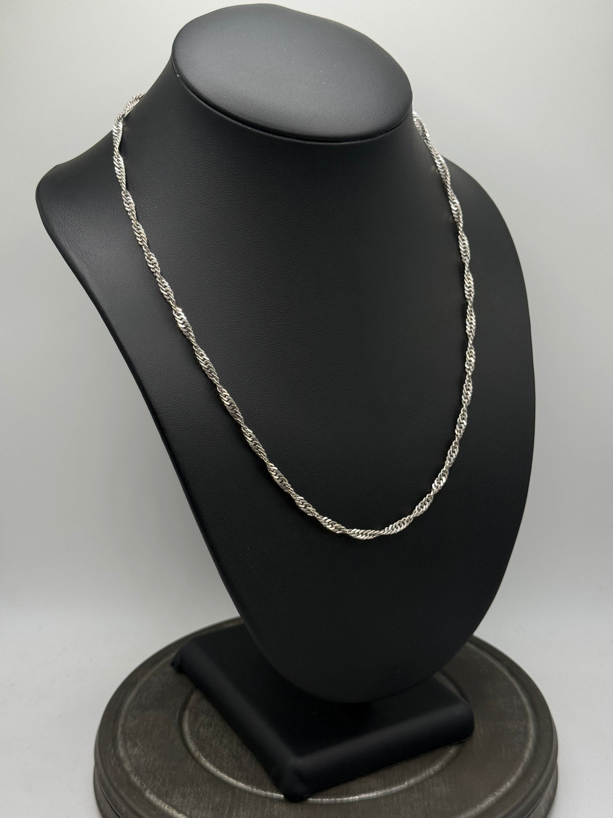 .925 Sterling Silver Twisted Rope Chain Necklace - 20”