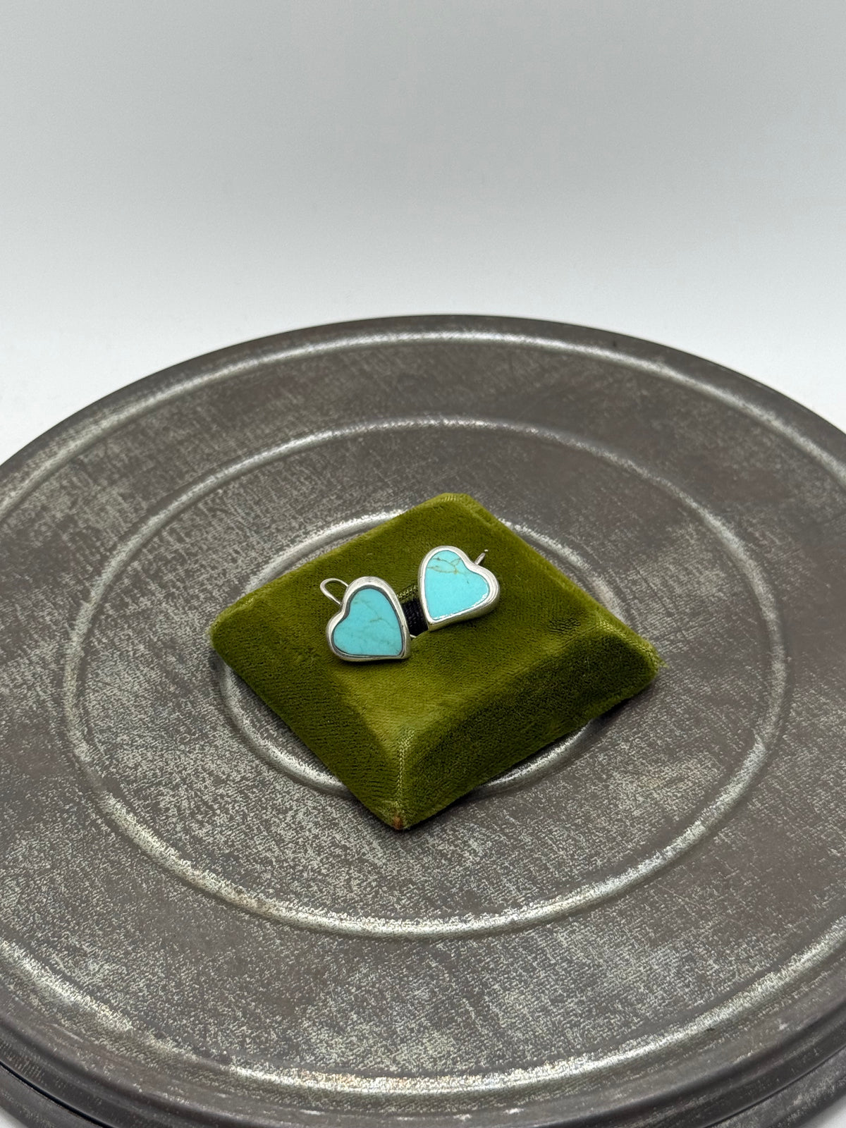 .925 Sterling Silver Turquoise Heart Earrings