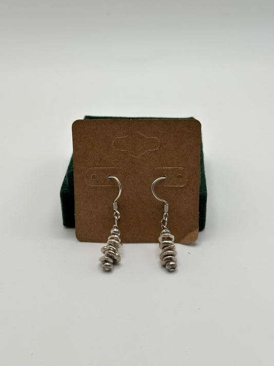.925 Sterling Silver Spiral Bead Dangle Earrings