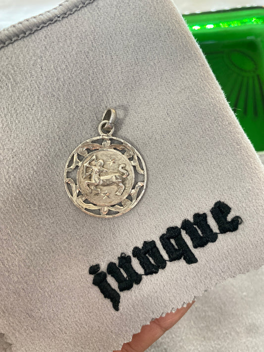 .925 Sterling Silver Oval Sagittarius Zodiac Pendant