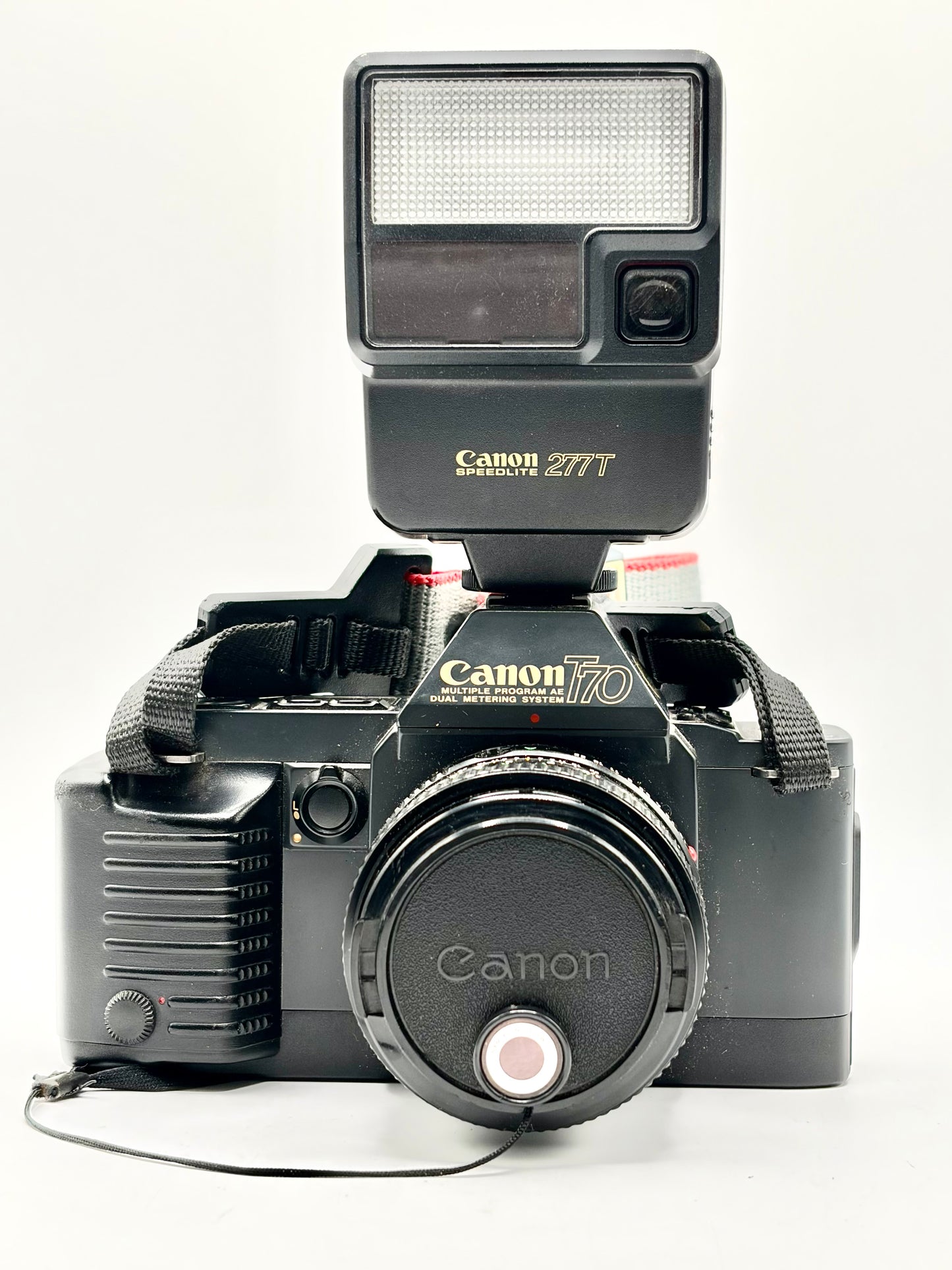 Vintage Canon T70 35mm Film Camera Body + Canon Speedlite 277T Flash