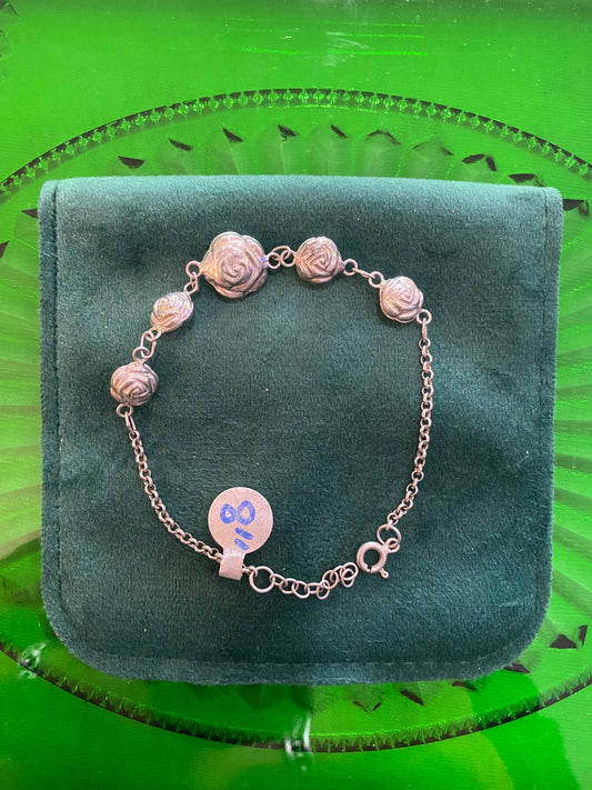 .925 Sterling Silver Sterling Silver Rose Bracelet 8”