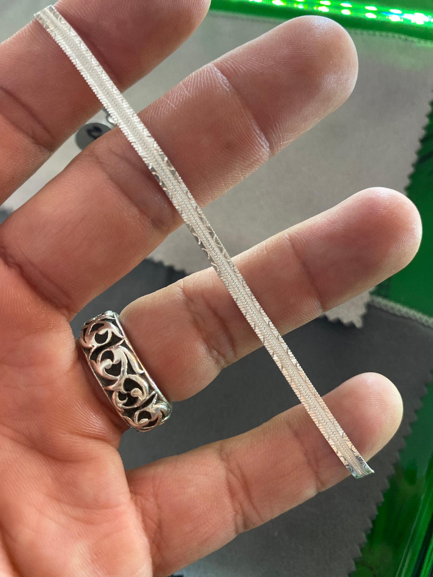 .925 Sterling Silver Flat Classic Bracelet Sz 7”