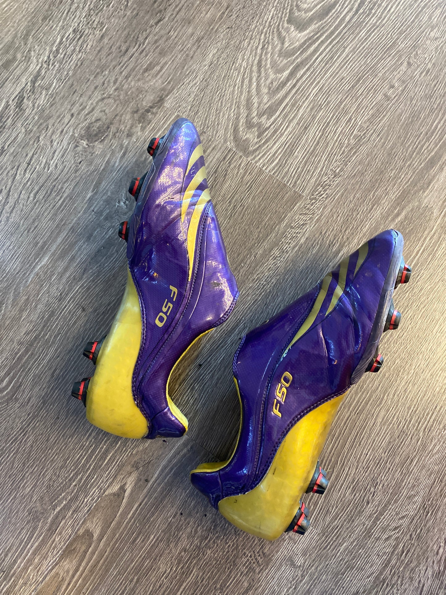 Adidas F50 Tunit Purple Gold Soccer Cleats Boots Sz 12
