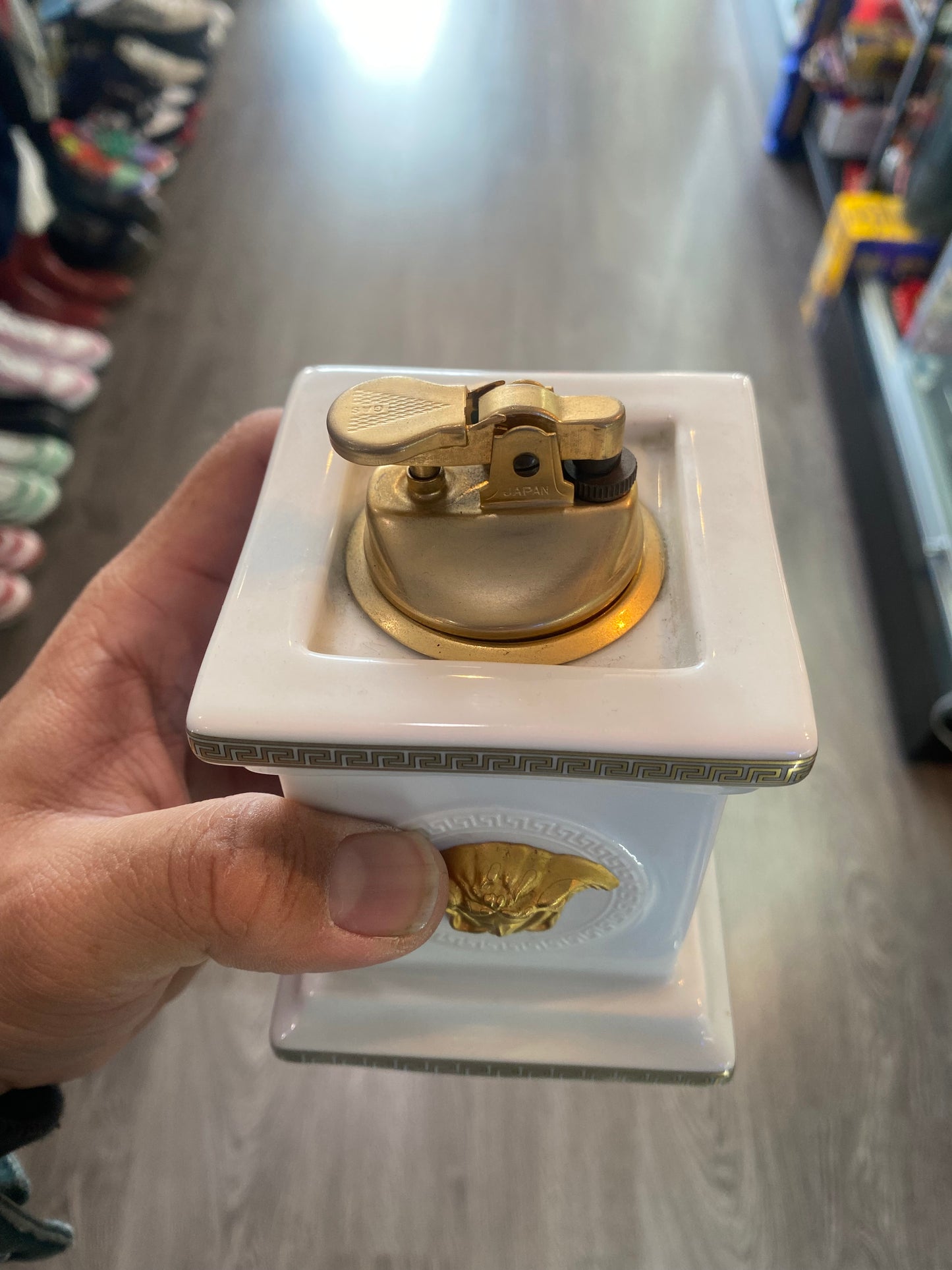 Versace Clock & Lighter Set White