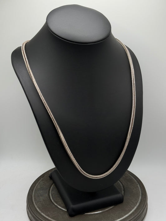 .925 Sterling Silver Wheat Chain Necklace – Braided Style 24”