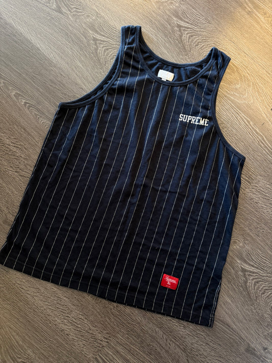 Supreme Navy Pinstripe Tank Top – Size XL