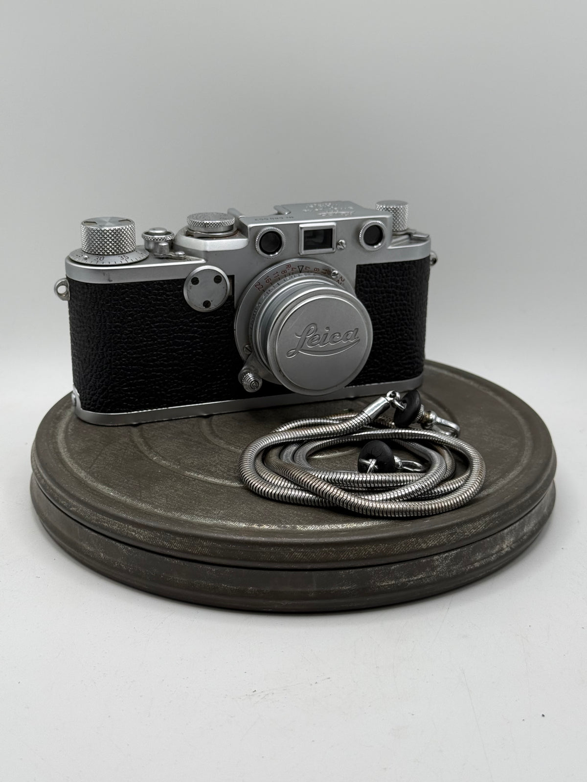 Vintage Leica Ilf 35mm Rangefinder Camera w/ Leitz Elmar 5cm f/3.5 Lens & Hood