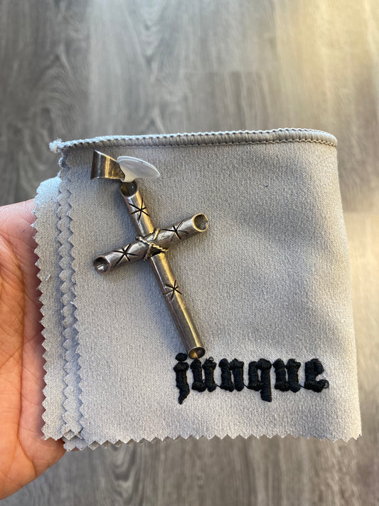 .925 Sterling Silver Fluted Cross Pendant